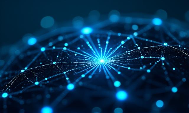 Abstract visualization of adaptive machine learning nodes connecting in real-time