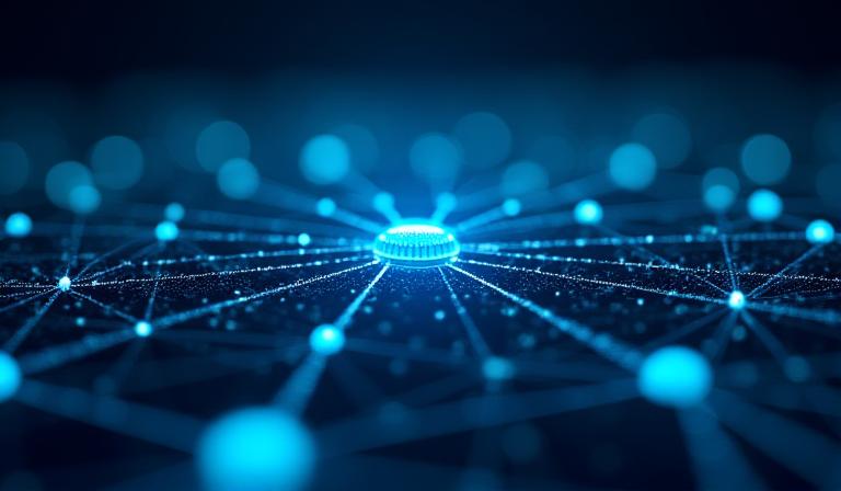 Abstract visualization of secure data encryption and mathematical architecture